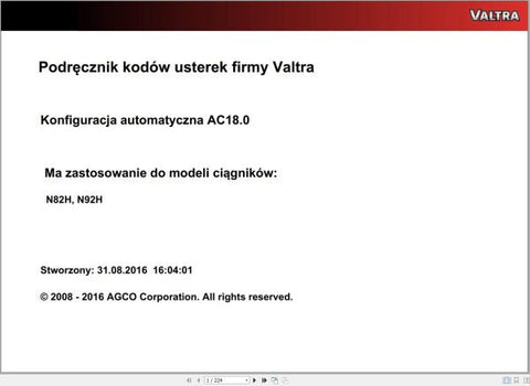 Discover the VALTRA Automation Configuration AC18.0 Service Code Manual, a comprehensive PDF guide designed for professionals seeking to optimize their Valtra machinery. This manual provides detailed instructions and insights into the automation configuration process, ensuring you can effectively manage and troubleshoot your equipment.