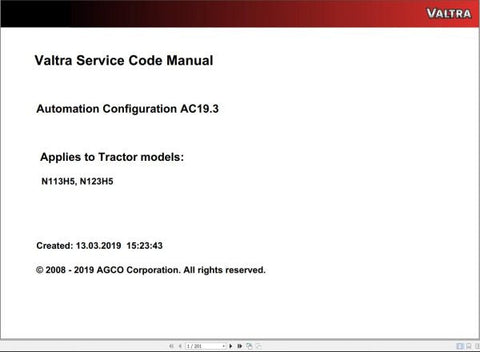 Unlock the full potential of your Valtra machinery with the VALTRA AUTOMATION CONFIGURATION AC19.3 SERVICE CODE MANUAL. This comprehensive PDF file serves as an essential guide for understanding and implementing the latest automation configurations, ensuring your equipment operates at peak efficiency.