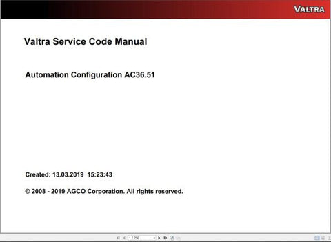 Unlock the full potential of your Valtra machinery with the VALTRA AUTOMATION CONFIGURATION AC36.51 SERVICE CODE MANUAL. This comprehensive PDF file serves as an essential resource for understanding and implementing automation configurations, ensuring your equipment operates at peak efficiency.
