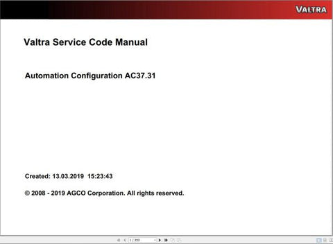 Unlock the full potential of your Valtra machinery with the VALTRA AUTOMATION CONFIGURATION AC37.31 SERVICE CODE MANUAL. This comprehensive PDF file serves as an essential resource for understanding and implementing automation configurations, ensuring your equipment operates at peak efficiency.