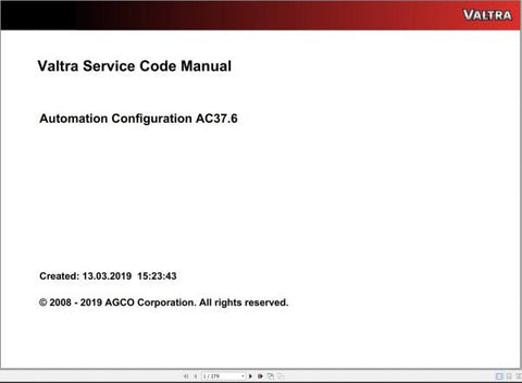 Discover the VALTRA Automation Configuration AC37.6 Service Code Manual, a comprehensive PDF file designed for professionals seeking to optimize their Valtra machinery.