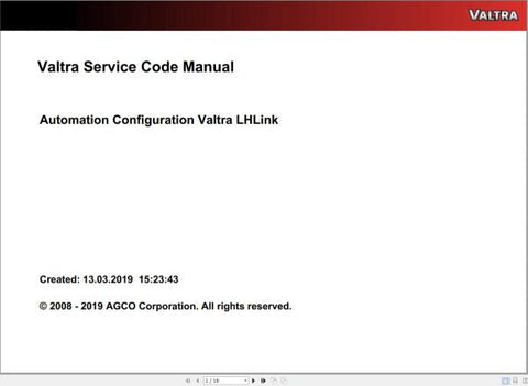 Discover the essential VALTRA Automation Configuration LHLINK Service Code Manual, now available in a convenient PDF format. This comprehensive guide is designed to streamline your automation setup, providing you with the necessary codes and configurations to optimize your VALTRA equipment's performance.