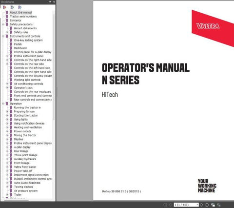 Discover the ultimate resource for your Valtra N Series tractor with the comprehensive Operators Manual in PDF format. This manual covers models N104-H, N114E-H, N124-H, N134-H, N154E-H, and N174-H, providing you with essential information to maximize your machine's performance and longevity.