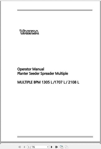Discover the essential VALTRA SA Seeding Planter Operator Manual, available in a convenient PDF format. This comprehensive guide covers the BPM 1305L, 1707L, and 2108L models, ensuring you have all the information you need to operate your seeding planter efficiently and effectively