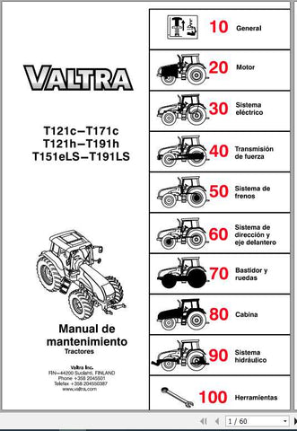 Ensure your Valtra SA Tractor Serie T operates at peak performance with our comprehensive Maintenance Manual, available in a convenient PDF format. This essential guide provides detailed instructions and insights tailored specifically for your tractor model, making maintenance tasks straightforward and efficient.