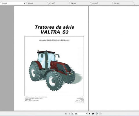 Discover the essential VALTRA SA Tractor S Series Operator’s Manual, available in a convenient PDF format. This comprehensive guide covers models S233, S263, S293, S323, and S353, ensuring you have all the information you need at your fingertips.