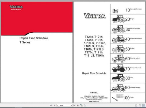 Enhance your maintenance efficiency with the VALTRA SA Tractor T Series Repair Time Schedule Manual, available in a convenient PDF format. This comprehensive guide is designed specifically for the T Series, providing you with detailed insights into repair timelines and procedures to keep your tractor running smoothly.