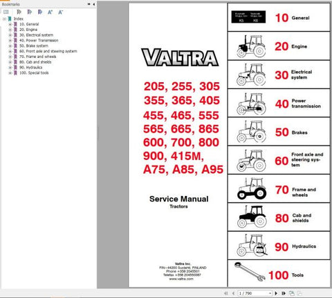 Discover the essential VALTRA TRACTOR 205, TO A95 SERVICE MANUAL (39200212) in a convenient PDF format. This comprehensive guide is designed to provide you with all the necessary information to maintain and service your tractor efficiently. With detailed diagrams and step-by-step instructions, you can ensure your equipment operates at peak performance.