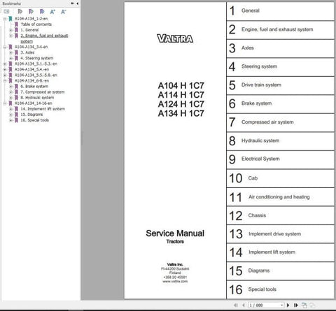 Discover the ultimate resource for maintaining your Valtra tractor with the A104H1C7 to A134H1C7 Service Manual in PDF format. This comprehensive guide is designed to provide you with detailed instructions and insights, ensuring your tractor operates at peak performance.
