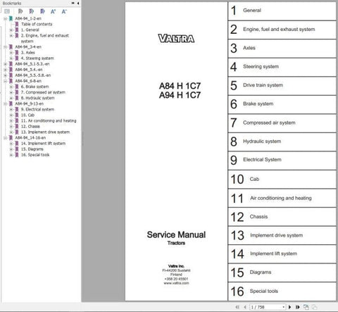 Unlock the full potential of your VALTRA A84H1C7 and A94H1C7 tractors with our comprehensive Service Manual, available in a convenient PDF format. This essential guide provides detailed instructions and insights to help you maintain and repair your machinery efficiently, ensuring optimal performance and longevity.