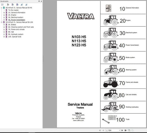Discover the ultimate resource for maintaining your Valtra tractor with the VALTRA TRACTOR N103H5, N113H5, N123H5 SERVICE MANUAL in PDF format. This comprehensive guide is designed to provide you with all the essential information needed for efficient servicing and repairs, ensuring your tractor operates at peak performance.