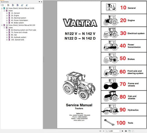 Unlock the full potential of your Valtra tractor with the comprehensive Service Manual for models N122V to N142V and N122D to N142D. This PDF file is an essential resource for both seasoned professionals and DIY enthusiasts, providing detailed insights into maintenance, troubleshooting, and repair procedures tailored specifically for your tractor model.