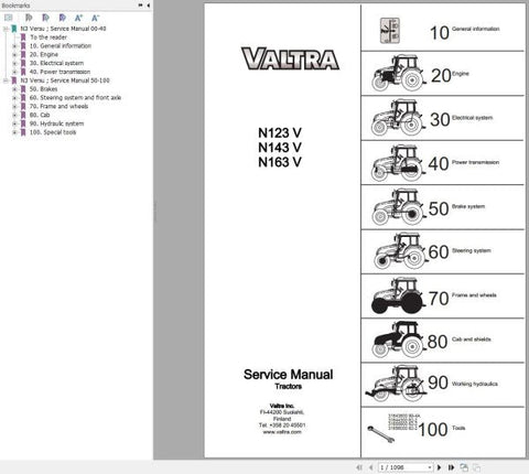 Discover the ultimate resource for maintaining your Valtra tractor with the VALTRA TRACTOR N123V, N143V, N163V SERVICE MANUAL in PDF format. This comprehensive guide is designed to provide you with detailed information on servicing and troubleshooting your tractor, ensuring optimal performance and longevity.