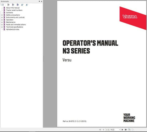 Discover the essential guide for your Valtra N3 Series Versu tractor with our comprehensive Operator’s Manual in PDF format. This digital resource is designed to provide you with all the necessary information to operate and maintain your tractor efficiently, ensuring optimal performance in the field.