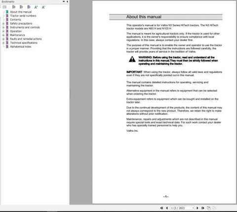 Discover the essential guide for your Valtra Tractor with the N93H and N103H Operator’s Manual in PDF format. This comprehensive manual is designed to provide you with all the necessary information to operate and maintain your tractor efficiently, ensuring optimal performance in the field.