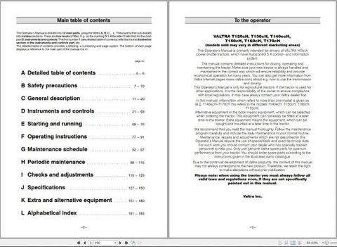 Enhance your Valtra tractor experience with the comprehensive Operator’s Manual for models T120CH to T170CH. This PDF file, catalog number 39834212, serves as an essential resource for both new and seasoned operators, providing detailed insights into the functionality and maintenance of your tractor.