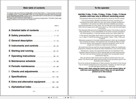 Discover the essential VALTRA Tractor T120C to T170CCR Operator’s Manual (39833213) in a convenient PDF format. This comprehensive guide is designed to enhance your understanding and operation of your VALTRA tractor, ensuring you get the most out of your investment.