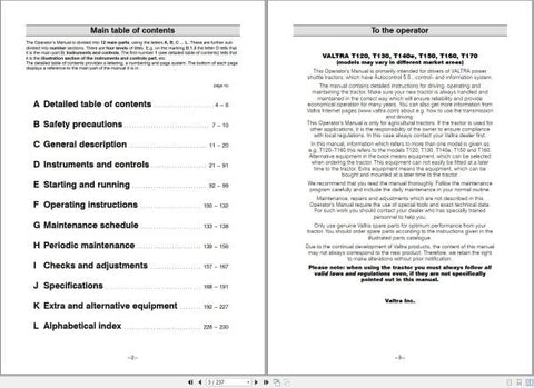 Discover the essential VALTRA Tractor T120 to T170 Operator’s Manual (39818214) in a convenient PDF format. This comprehensive guide is designed to enhance your understanding and operation of your VALTRA tractor, ensuring you get the most out of your investment.