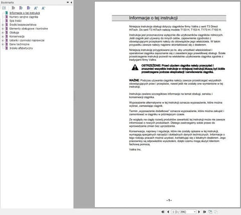 Discover the essential guide for your Valtra tractor with the T133H, T153H, T173H, and T193H Operator’s Manual in PDF format. This comprehensive manual is designed to enhance your understanding of your tractor's features, ensuring optimal performance and longevity.