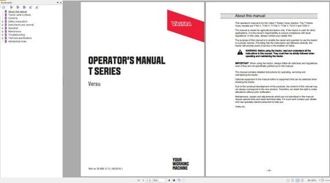 Discover the essential VALTRA Tractor T144V to T234V Operator’s Manual (39885215) in a convenient PDF format. This comprehensive guide is designed to enhance your understanding and operation of your VALTRA tractor, ensuring you get the most out of your investment.