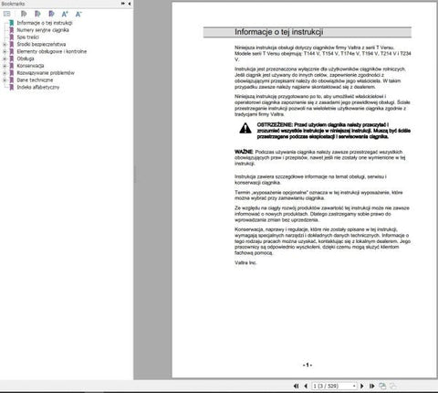 Discover the essential VALTRA TRACTOR T144V TO T234V OPERATOR’S MANUAL (39885305) in a convenient PDF format. This comprehensive guide is designed to enhance your understanding and operation of your VALTRA tractor, ensuring you get the most out of your investment.