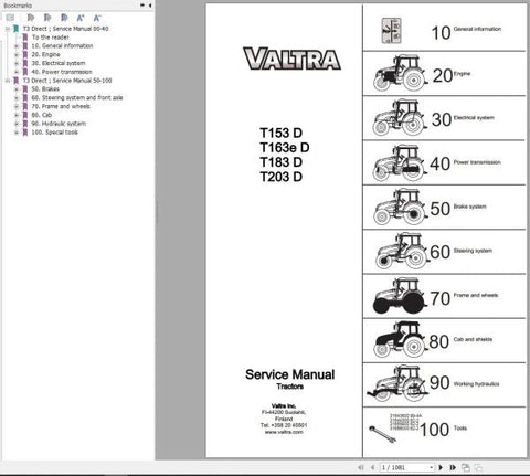 Unlock the full potential of your Valtra tractor with the comprehensive Service Manual for models T153D, T163ED, T183D, and T203D. This PDF file is an essential resource for both seasoned mechanics and DIY enthusiasts, providing detailed insights into maintenance, troubleshooting, and repair procedures tailored specifically for your tractor.