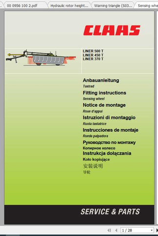 Enhance your CLAAS SWATHERS experience with the comprehensive Fitting Instruction Manual for the Liner 320 – 550 T. This PDF file is designed to provide you with clear, step-by-step guidance, ensuring that you can efficiently set up and maintain your equipment for optimal performance.
