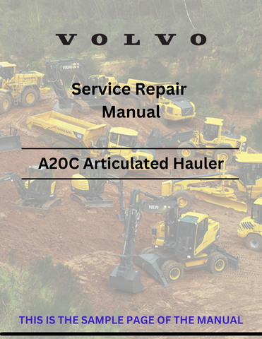 Access the Volvo A20C articulated hauler service repair manual in PDF format. Ensure optimal performance with detailed instructions and maintenance advice.