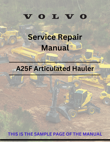 Access the VOLVO A25F SN 320002 articulated hauler service repair manual. This PDF file provides essential information for effective maintenance and repairs.