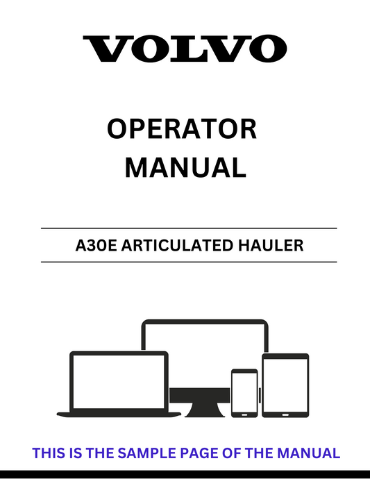  Enhance your operational efficiency with the VOLVO A30E Articulated Hauler Operator Manual in PDF format. This comprehensive guide provides essential information for both new and experienced operators, ensuring you maximize the performance of your equipment.