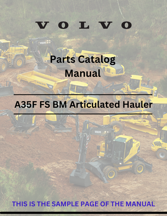  Discover the comprehensive parts catalog manual for VOLVO A35F FS SN 10001-99999 articulated haulers. Access the PDF file for detailed specifications and parts information.