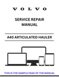 Access the Volvo A40 articulated haulers service repair manual in PDF format. Ensure optimal performance with detailed instructions and maintenance advice.