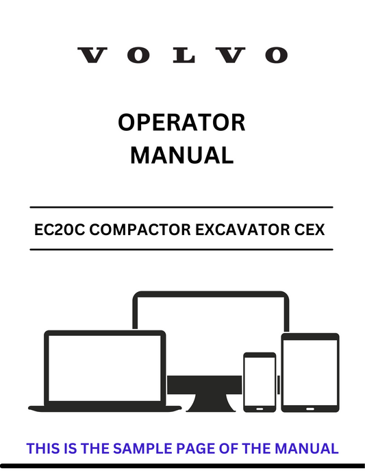  Enhance your operational efficiency with the VOLVO EC20C Compactor Excavator CEX Operator Manual. This comprehensive PDF file is designed to provide you with all the essential information needed to operate and maintain your excavator effectively.