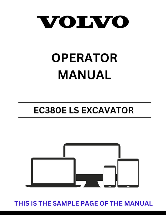 Enhance your operational efficiency with the VOLVO EC380E LS Excavator Operator Manual, available in a convenient PDF format. This comprehensive guide is designed to provide you with all the essential information needed to operate and maintain your excavator effectively.