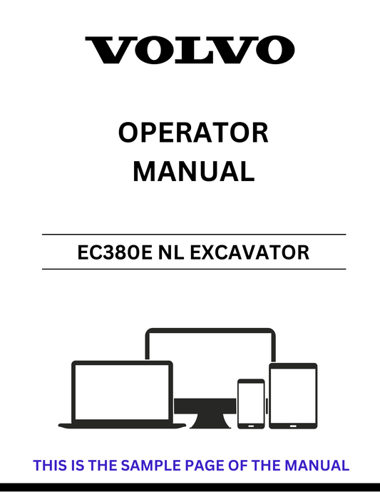 Unlock the full potential of your Volvo EC380E NL Excavator with our comprehensive Operator Manual in PDF format. This essential guide provides detailed instructions and insights to ensure optimal performance and safety while operating your machine.