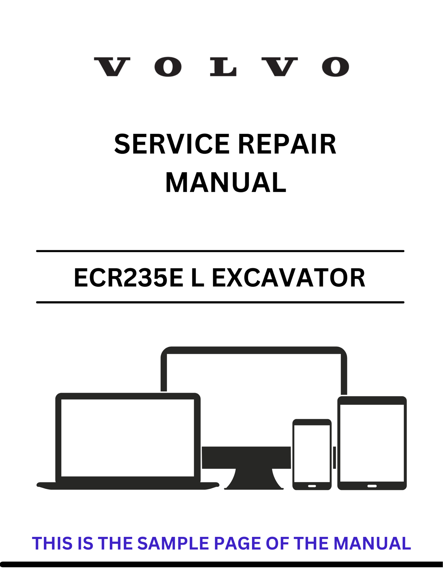 Access the VOLVO ECR235E L Excavator service repair manual in PDF format. Ensure optimal performance with detailed instructions and maintenance advice.