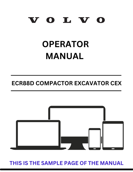  Enhance your operational efficiency with the VOLVO ECR88D Compactor Excavator CEX Operator Manual. This comprehensive PDF file is designed to provide you with all the essential information needed to operate and maintain your excavator effectively.