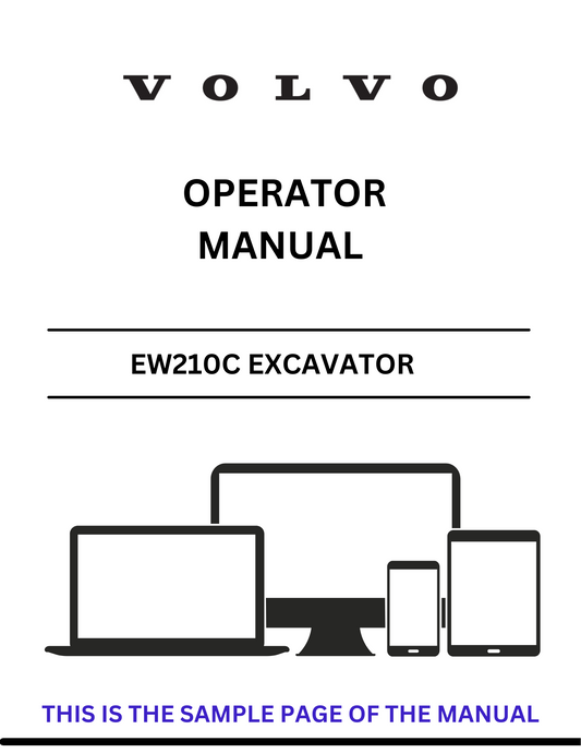 Unlock the full potential of your Volvo EW210C Excavator with our comprehensive Operator Manual in PDF format. This essential guide provides detailed instructions and insights to ensure optimal performance and safety while operating your machine.