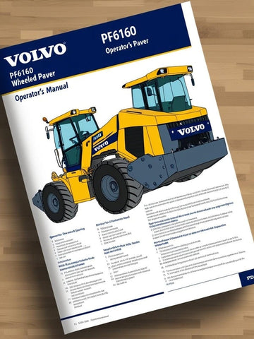Discover the essential VOLVO PF6160 Wheeled Paver Operator Manual, now available in a convenient PDF format. This comprehensive guide is designed to enhance your understanding and operation of the PF6160, ensuring you get the most out of your equipment. With detailed instructions and clear illustrations, you can navigate the complexities of paver operation with confidence.