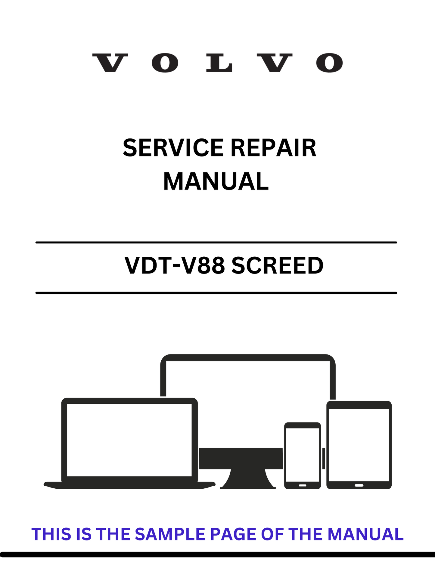 Access the VOLVO VDT-V88 ETC Screed (SCR) service repair manual in PDF format. Ensure optimal performance with detailed instructions and troubleshooting advice.