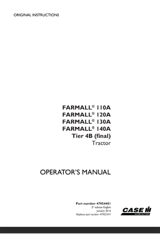 Case IH FARMALL 110A, 120A, 130A, 140A Tier 4B Final Tractor Operator’s Manual 47954401 - PDF File Download