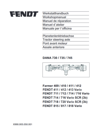 Workshop Service Manual -Fendt Farmer 400, 409, 410, 411, 412 Tractor PDF