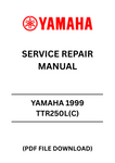 Unlock the full potential of your 1999 Yamaha TTR250L(C) with our comprehensive Service Repair Manual in PDF format. This essential guide is designed to provide you with detailed instructions and insights, ensuring that you can perform maintenance and repairs with confidence.