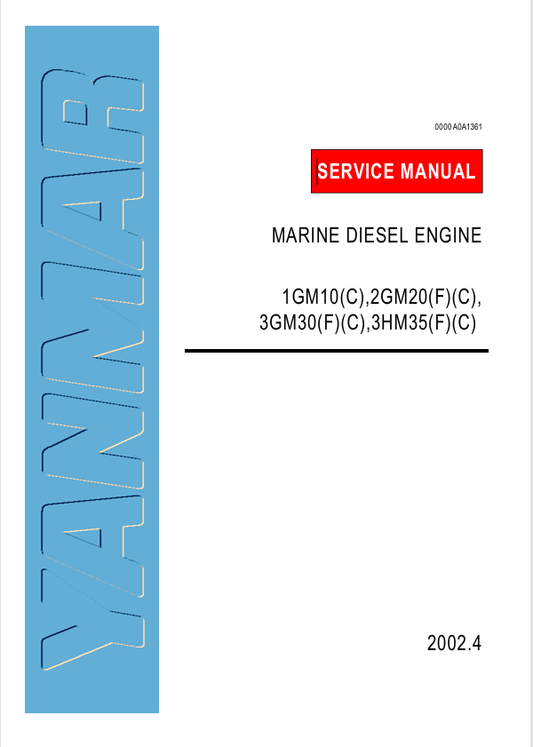 YANMAR 1GM10, 2GM20, 3GM30 (0000A0A1361) SERVICE MANUAL - PDF FILE