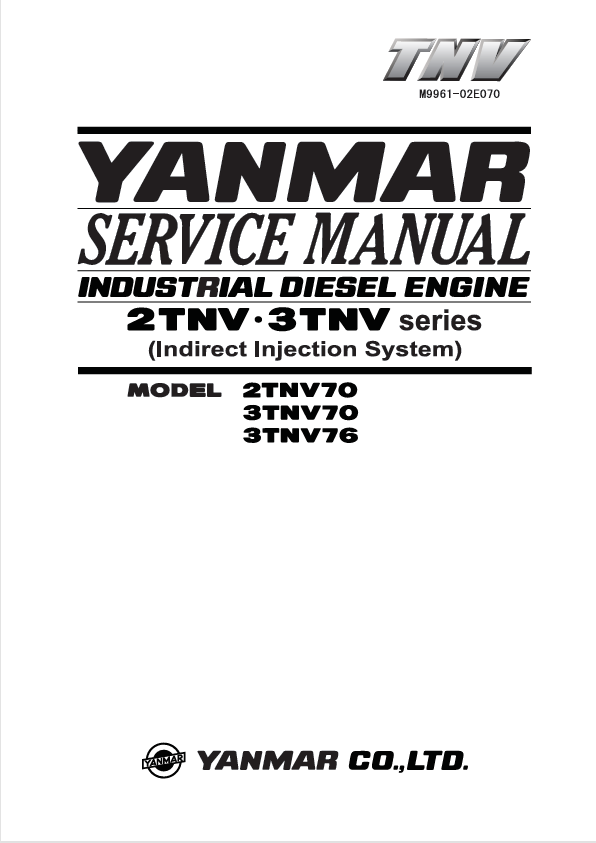 YANMAR 2TNV70, 3TNV70, 3TNV76 (M9961-02E070) SERVICE MANUAL - PDF FILE