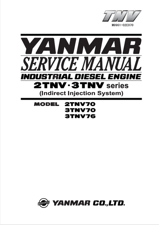 YANMAR 2TNV70, 3TNV70, 3TNV76 (M9961-02E070) SERVICE MANUAL - PDF FILE