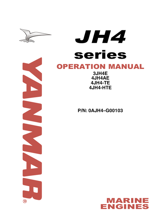 YANMAR 3JH, 4JH (0AJH4–G00103) OPERATION MANUAL - PDF FILE