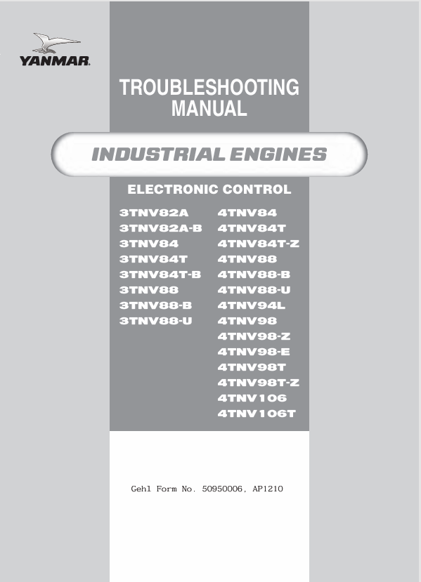 YANMAR 3TNV, 4TNV (50950006) TROUBLESHOOTING MANUAL - PDF FILE