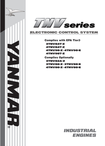 YANMAR 3TNV, 4TNV INDUSTRIAL ENGINES APPLICATION MANUAL - PDF FILE