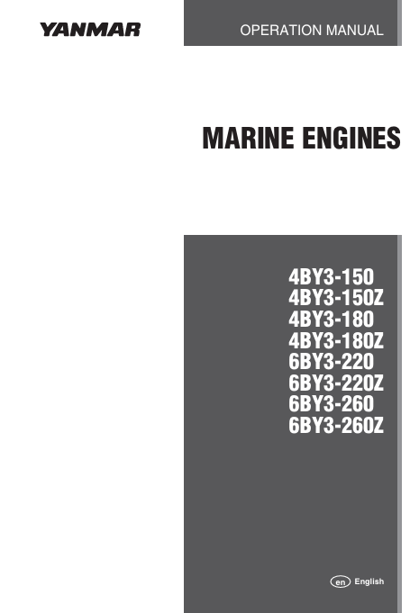 YANMAR 4BY3 MARINE ENGINES (0ABY0–G00301) OPERATION MANUAL - PDF FILE